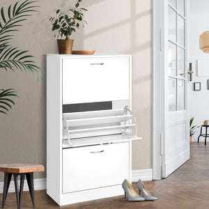 Shoe Cabinet Unit 3 Tier Storage Adjustable Shelves Hallway Bedroom - Afterpay - Zip Pay - Dodosales -