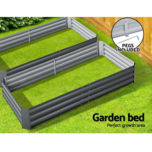 2x Galvanised Raised Garden Bed Garden Planter Pot 210cm x 90cm Grey - Afterpay - Zip Pay - Dodosales -