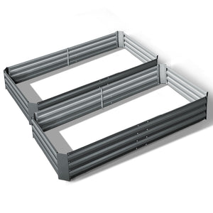 2x Galvanised Raised Garden Bed Garden Planter Pot 210cm x 90cm Grey - Afterpay - Zip Pay - Dodosales -