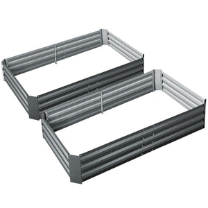 2x Galvanised Steel Raised Garden Bed Instant Planter Grey 150cmx90cm - Afterpay - Zip Pay - Dodosales -