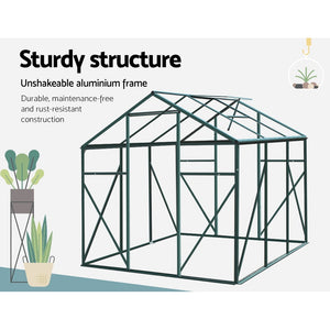 Polycarbonate Aluminium Greenhouse Poly Green Hot Shade House Garden Shed 1.9x1.9M