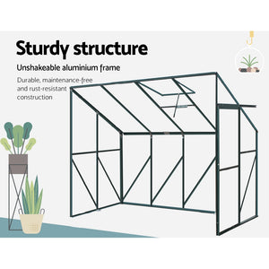 Polycarbonate Aluminium Greenhouse Poly Green Hot Shade House Garden Shed 2.52x1.27M