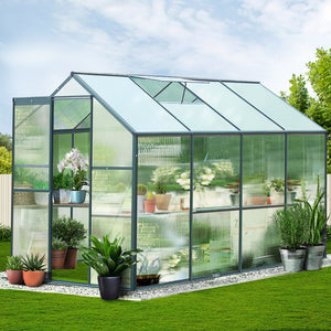 Polycarbonate Aluminium Greenhouse Poly Green Hot Shade House Garden Shed 2.52x1.9M