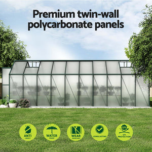 Aluminium Greenhouse Polycarbonate Green House Garden Shed Nursery House 6.3M