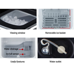 Portable Ice Cube Maker Machine 2L Home Commercial Benchtop Black