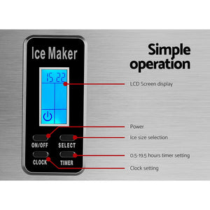 3.2L Portable Ice Cube Maker Machine Benchtop Counter Silver