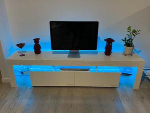 189cm High Gloss Front TV Stand Cabinet Entertainment Unit RGB LED Light Drawers White