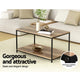 Metal Frame Coffee Table Wooden Rustic Open Shelf Industrial Style