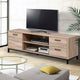 TV Cabinet Entertainment Unit Stand Industrial Wooden Metal Frame 132cm Oak Colour - Afterpay - Zip Pay - Dodosales -
