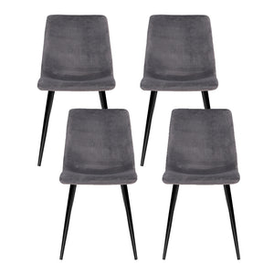 4x Dining Chairs Soft Velvet Set Of Chair Modern Seat Cafe Home- Grey