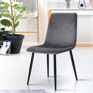 4x Dining Chairs Soft Velvet Set Of Chair Modern Seat Cafe Home- Grey