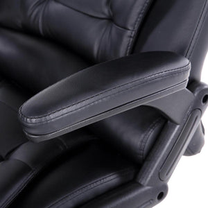 Black PU Leather Chair 8 Point Massage Contoured Backrest Office Chair