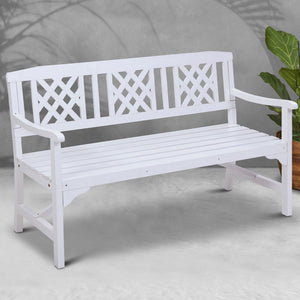 Wooden Garden Bench Chair Outdoor Furniture Décor Patio Deck 3 Seater White