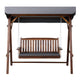 Outdoor 3 Seater Swinging Chair Loveseat Canopy Shade Wooden Swing Seat Charcoal