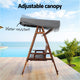 Outdoor 3 Seater Swinging Chair Loveseat Canopy Shade Wooden Swing Seat Charcoal