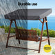 Outdoor 3 Seater Swinging Chair Loveseat Canopy Shade Wooden Swing Seat Charcoal