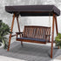 Outdoor 3 Seater Swinging Chair Loveseat Canopy Shade Wooden Swing Seat Charcoal