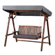 Outdoor 3 Seater Swinging Chair Loveseat Canopy Shade Wooden Swing Seat Charcoal