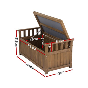 Outdoor Storage Box Garden Bench Patio Wooden Chest Slat Design Brown - Afterpay - Zip Pay - Dodosales -