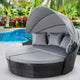 PE Wicker Daybed Sun Lounge Setting Pool Chair Sofa Bed Lounger Outdoor Furniture Black
