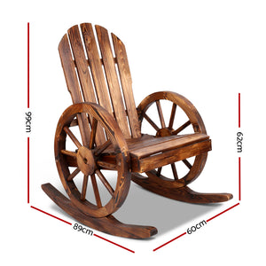 Outdoor Rocking Armchair Wooden Wagon Chair Garden Rustic Look Decor Patio - Afterpay - Zip Pay - Dodosales -