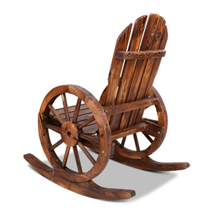 Outdoor Rocking Armchair Wooden Wagon Chair Garden Rustic Look Decor Patio - Afterpay - Zip Pay - Dodosales -