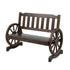 Garden Wooden Wagon Wheel Bench Rustic 2 Seater W/ Backrest Brown