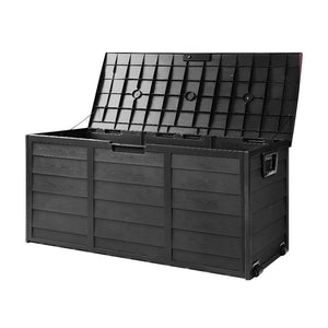 290L Outdoor Storage Box Bench Seat Toy Tool Shed Chest Rust Free -  All Black - Afterpay - Zip Pay - Dodosales -