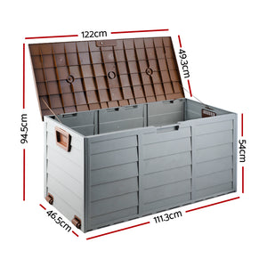290L Outdoor Storage Box Bench Seat Toy Tool Shed Chest Rust Free - Brown - Afterpay - Zip Pay - Dodosales -