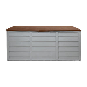 290L Outdoor Storage Box Bench Seat Toy Tool Shed Chest Rust Free - Brown - Afterpay - Zip Pay - Dodosales -