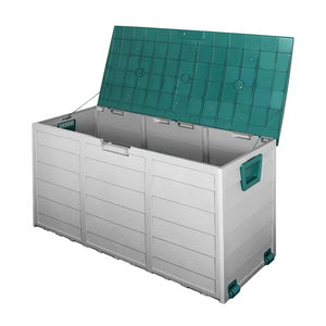 290L Outdoor Storage Box Bench Seat Toy Tool Shed Chest Rust Free - Green - Afterpay - Zip Pay - Dodosales -
