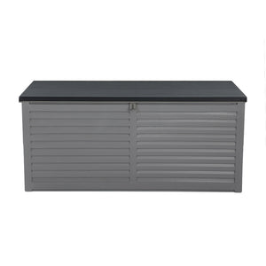 490L Outdoor Storage Box Bench Seat Toy Tool Shed Chest Rust Free - Dark Grey