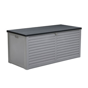 490L Outdoor Storage Box Bench Seat Toy Tool Shed Chest Rust Free - Dark Grey