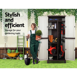 Outdoor Tall Adjustable Cupboard Cabinet Storage Unit Small Shed 173cm - Afterpay - Zip Pay - Dodosales -