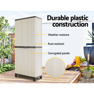 Outdoor Tall Adjustable Cupboard Cabinet Storage Unit Small Shed 173cm - Afterpay - Zip Pay - Dodosales -