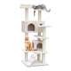 Beige Cat Tree Scratching Post Sisal Pole Bed Cube Perch Climb Kitten Tower