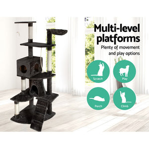 Multi Level Cat Scratching Post Cat Tree Pole Perch Climb Bed Cube Ladder Cat Tower