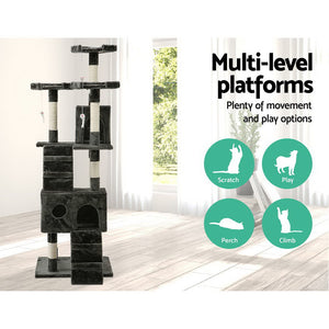 180cm Multi Level Cat Scratching Post Cat Tree Pole Perch Climb Bed Cube Ladder Cat Tower