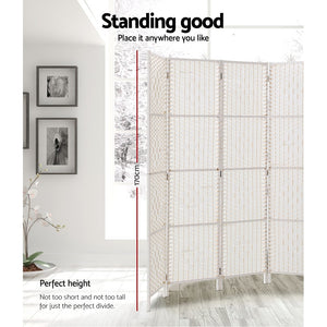 4 Panel Room Divider Screen Privacy Timber Foldable Dividers Stand White