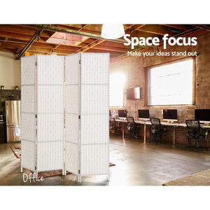4 Panel Room Divider Screen Privacy Timber Foldable Dividers Stand White