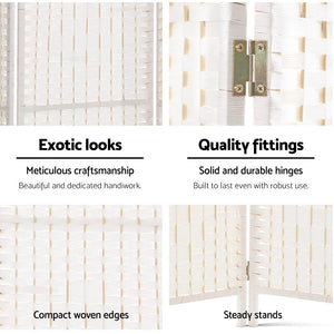 4 Panel Room Divider Screen Privacy Timber Foldable Dividers Stand White