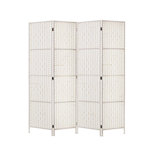 4 Panel Room Divider Screen Privacy Timber Foldable Dividers Stand White