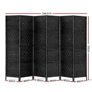 6 Panel Room Divider Screen Privacy Timber Foldable Dividers Stand Black - Afterpay - Zip Pay - Dodosales -