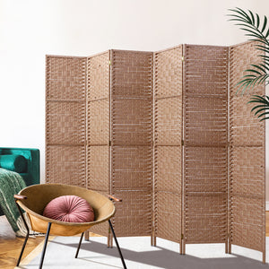 6 Panel Room Divider Screen Privacy Timber Foldable Dividers Stand Natural