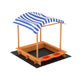 Kids Sandpit Outdoor Toys Wooden Large Sand Pit Water Box Canopy 149cm