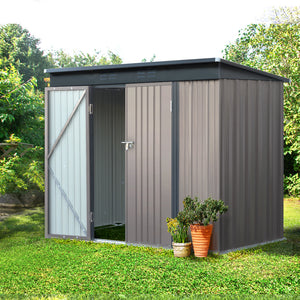 Garden Metal Shed Outdoor Storage Steel Workshop Sheds Tool 2.38x1.31M - Brown