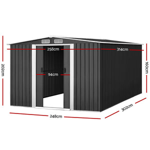 Garden Shed Metal Base Steel Outdoor Storage Sheds Tool Workshop 258cmx314cm