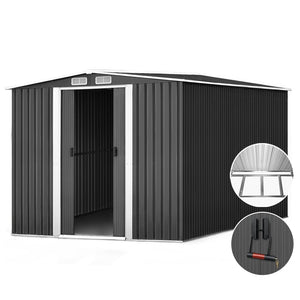 Garden Shed Metal Base Steel Outdoor Storage Sheds Tool Workshop 258cmx314cm