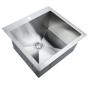 53 x 50cm Stainless Steel Kitchen Sink Basin Bowl Under/Top/Flush Mount Silver
