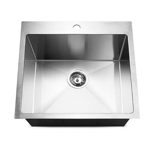 53 x 50cm Stainless Steel Kitchen Sink Basin Bowl Under/Top/Flush Mount Silver